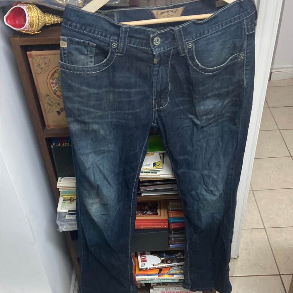 Big Star Blue Pioneer Bootcut Jeans with Vintage Fading